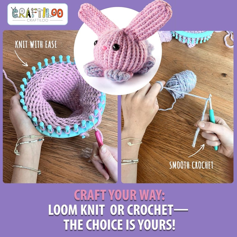 CRAFTILOO Loom Knitting and Crochet kit for Kids Crochet kit for Beginners Knitting kit for Beginners Knitting Loom Learn to Crochet Kits for Adults Beginner - Image 5